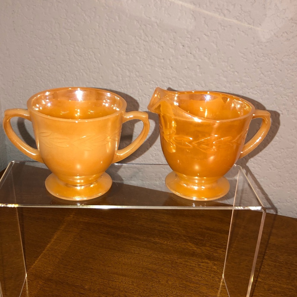 Vintage Fire King Sugar Bowl and Creamer